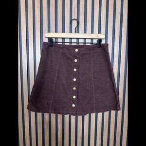 Wishlist Skirt Large Womens Brown Corduroy Skater Button A Line Mini